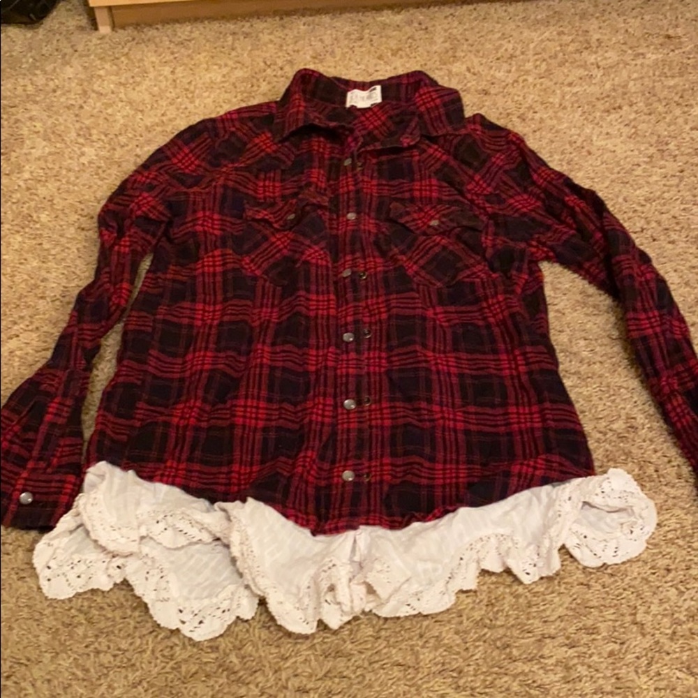 Flannel with lace detail